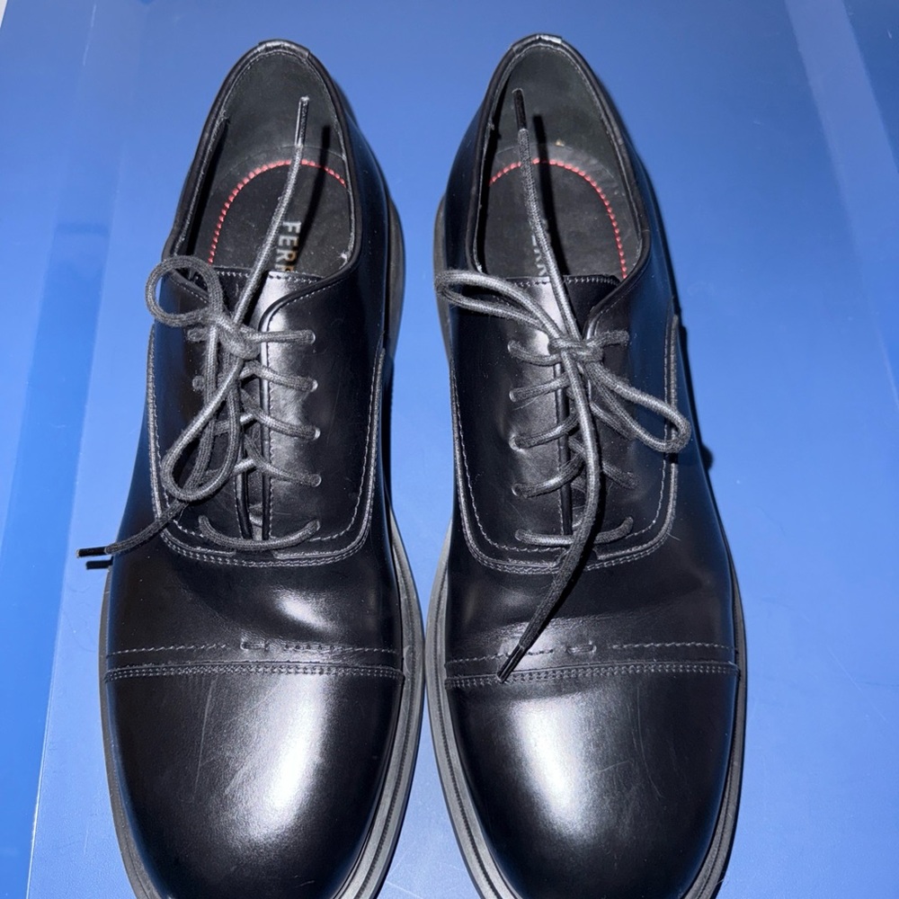 Salvatore Ferragamo Black Leather Men's Dress Shoes size 8.5 EE